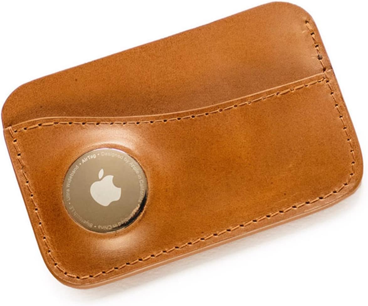 Leather Card Wallet Compatible with Apple Airtag - Minimalist Design
