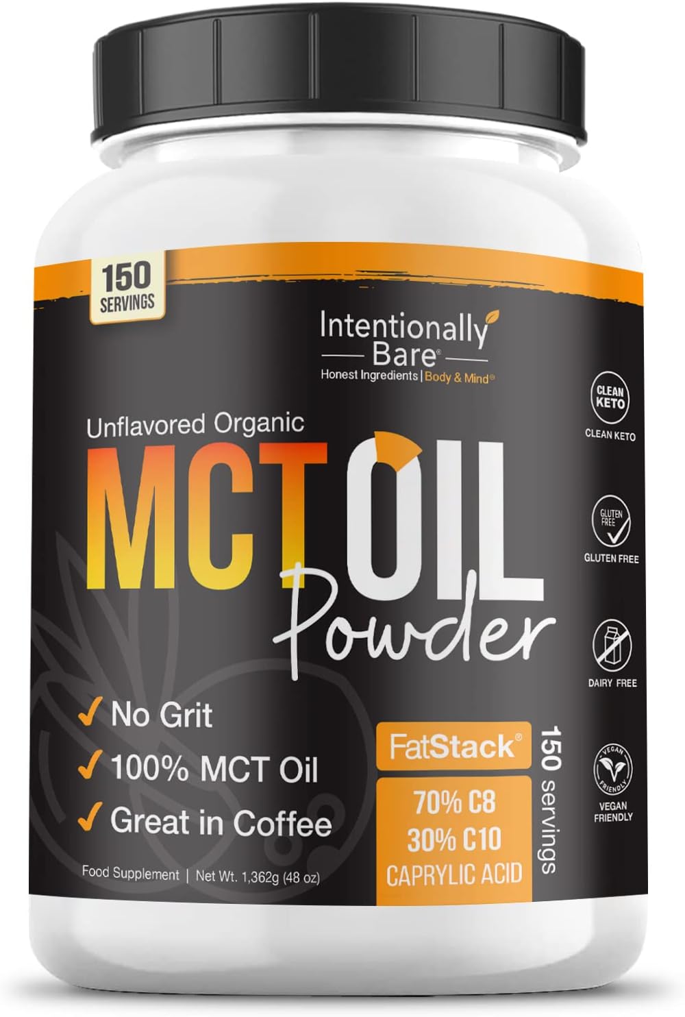 Intentionally Bare Organic MCT Oil Powder for Healthy Fats