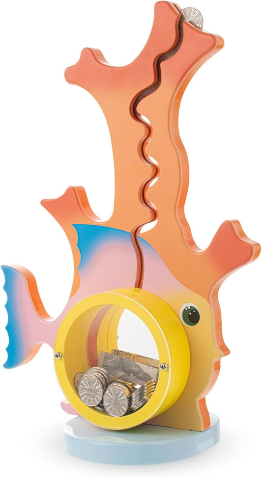 Wooden Fish Piggy Bank for Kids - Fun and Educational Savings Toy