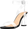 Clear Block Sandals Chunky Heels for Women 3.35 in - Versatile Clear