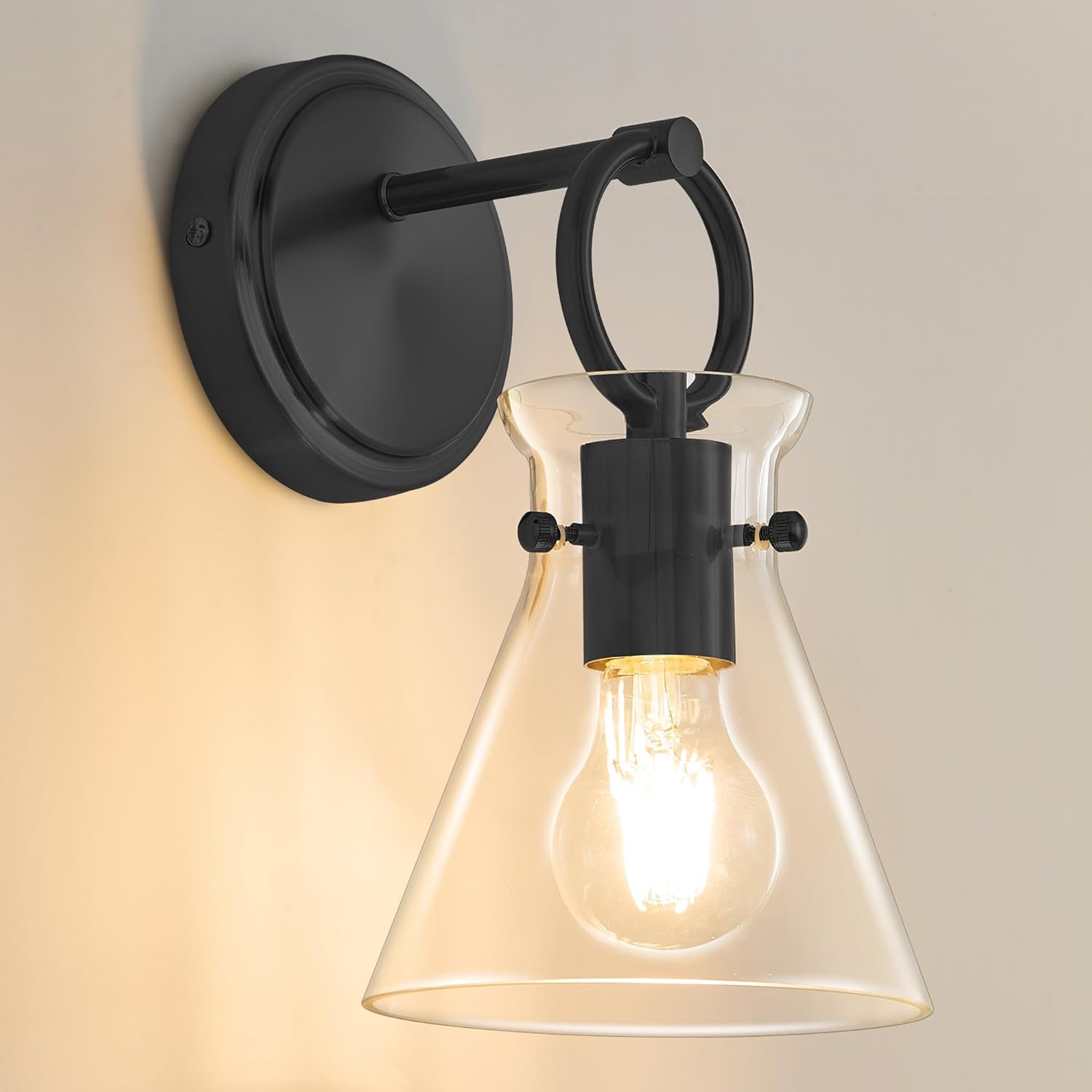 Modern Wall Sconce for Bathroom with Clear Glass Shade Design