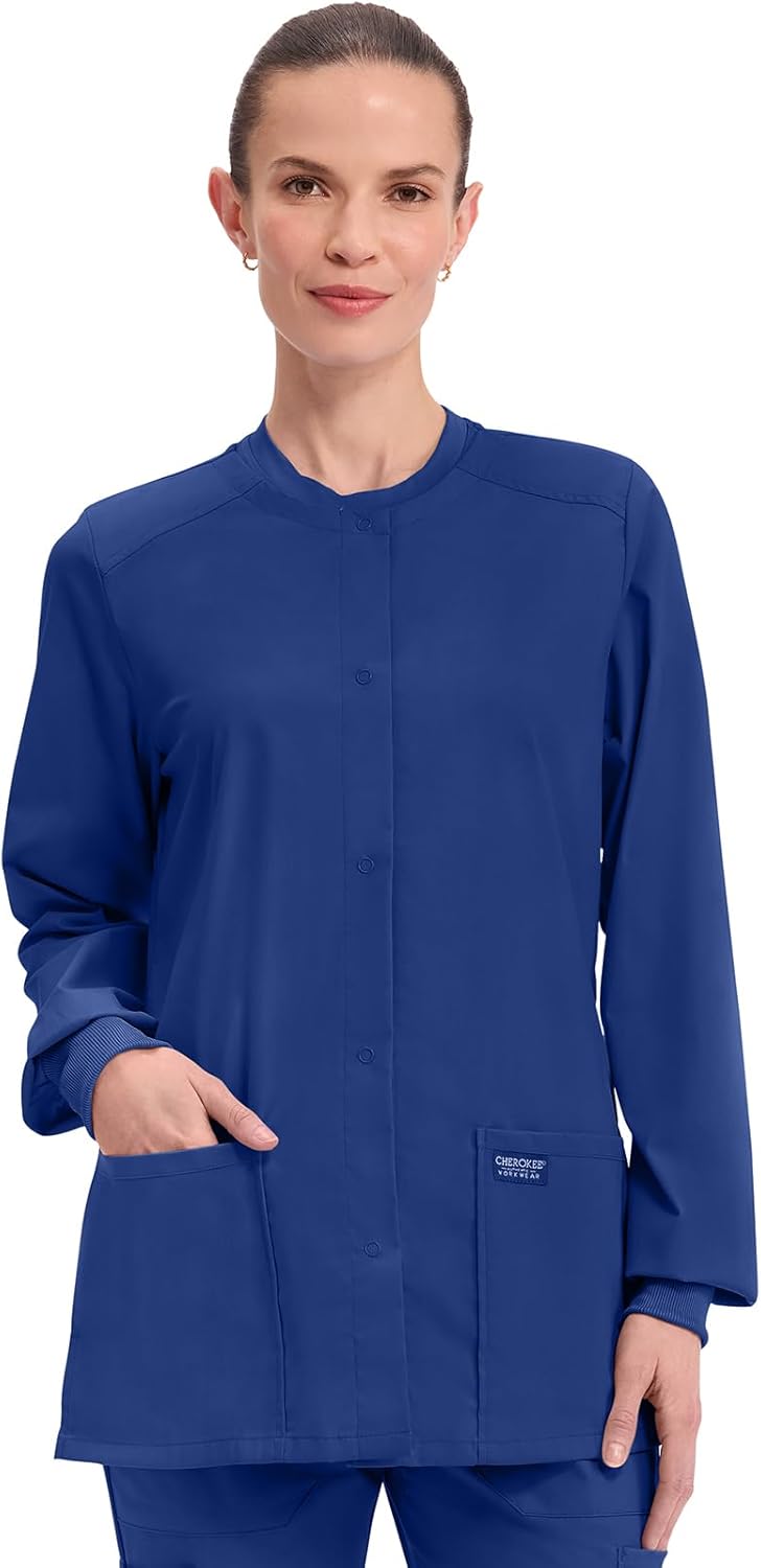 Cherokee Scrub Jacket for Women with 3 Pockets and Stretch
