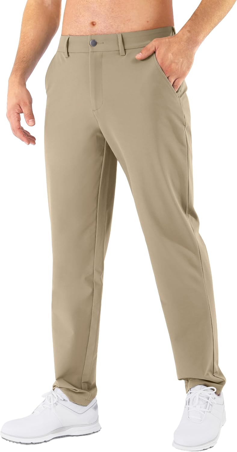 Mens Golf Pants Stretch Classic Fit Quick Dry Casual Trousers
