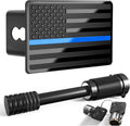 2.5 Inch American Flag Trailer Hitch Cover Plug with Lock - Thin Blue