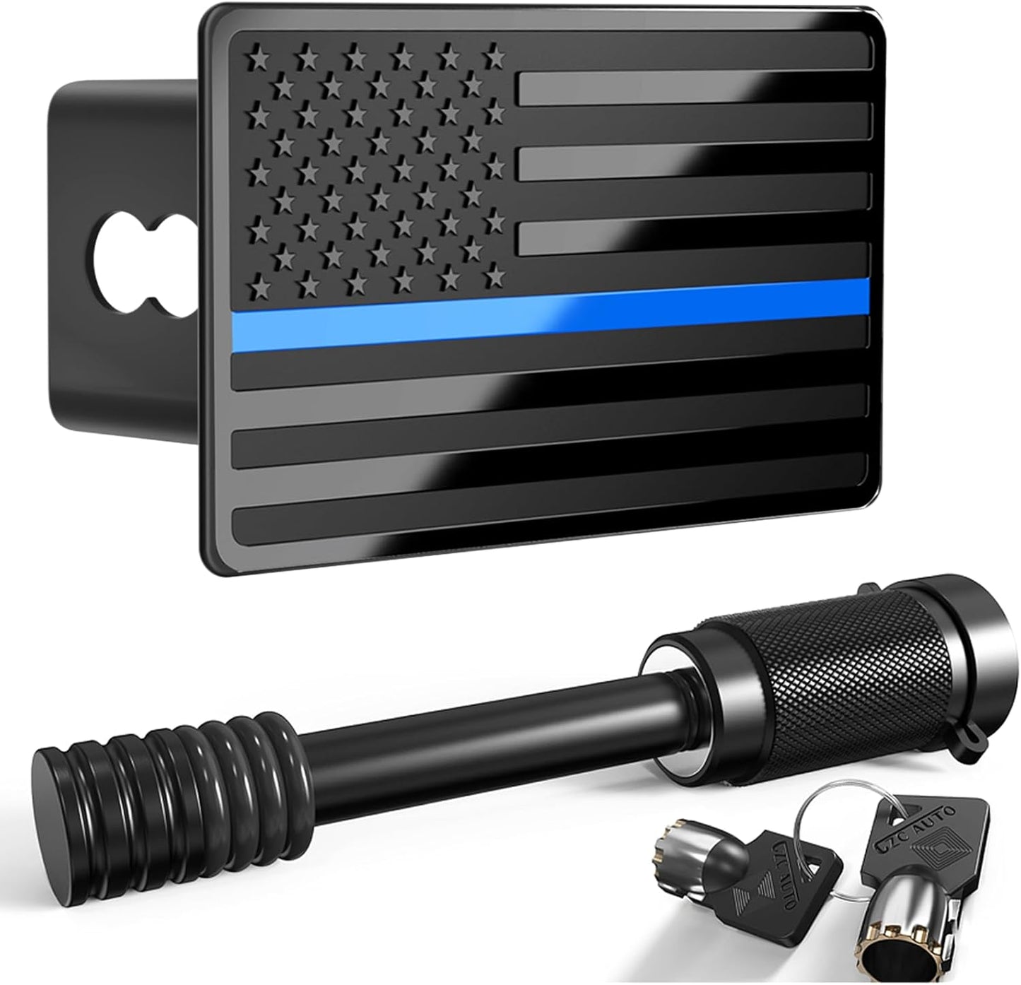 2.5 Inch American Flag Trailer Hitch Cover with Locking Pin
