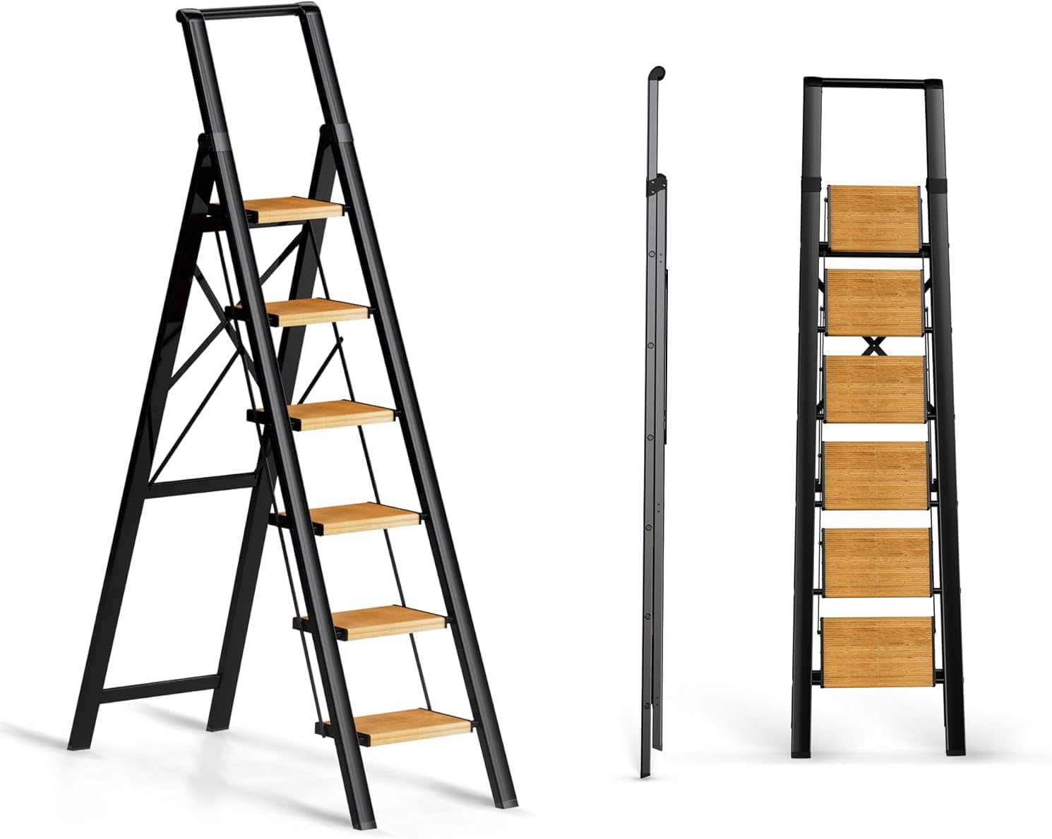 6 Step Ladder for High Ceilings - Portable Aluminum Stepladder