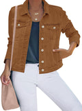 Women Stretch Fitted Button Down Denim Jacket - Lightweight Fit