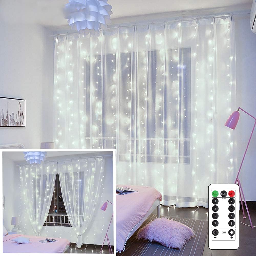 YEOLEH Curtain Fairy Lights: 8 Modes, Waterproof, USB Powered