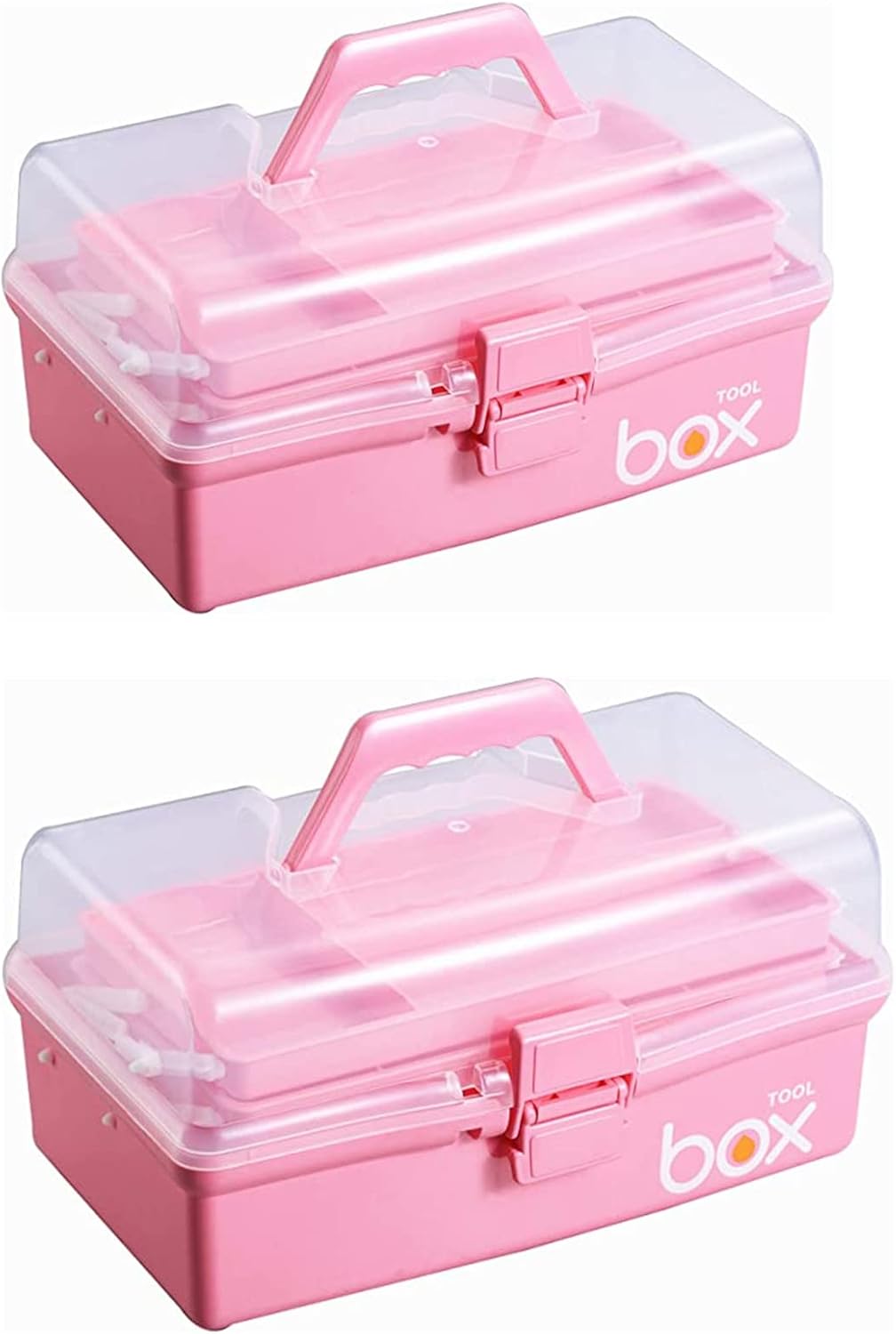 2PCS 12in Three-Layer Clear Plastic Storage Box for Organizing
