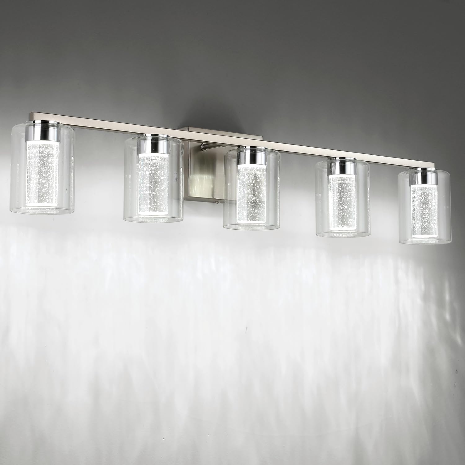 SineRise 5-Light Brushed Nickel Vanity Light with 3 Color Modes