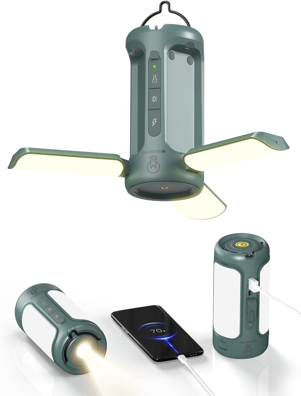 Portable Rechargeable Camping Lantern - 10000mAh Power Bank, 5 Modes, 750LM