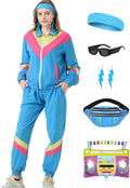 80s Tracksuit for Women Retro Windbreaker Outfit - Color Block