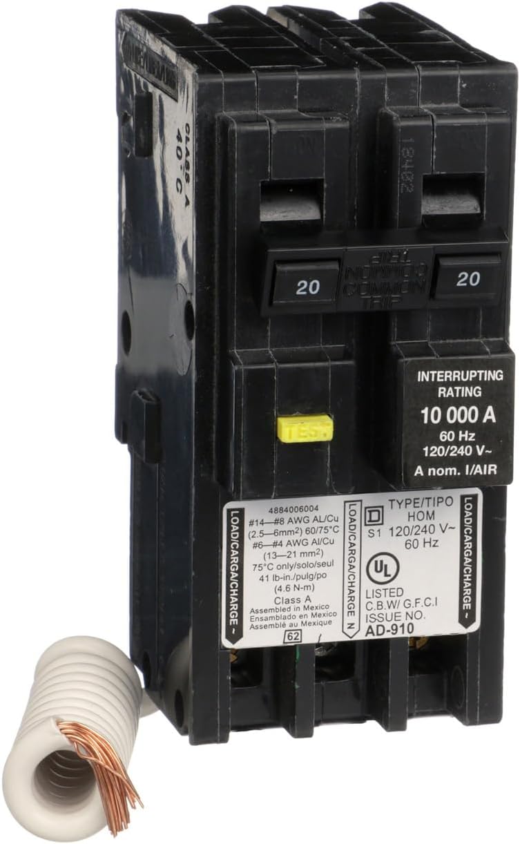 Square D Homeline 20 Amp Mini Circuit Breaker for Residential Use