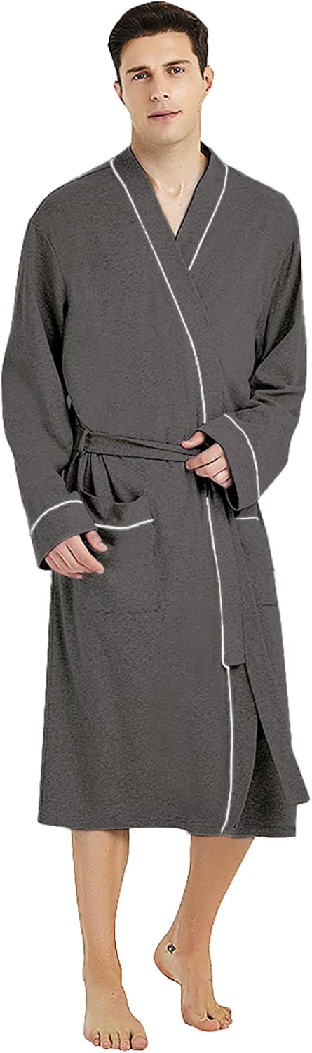 U2SKIIN Mens Cotton Robe Lightweight Knit Bathrobe for Comfort