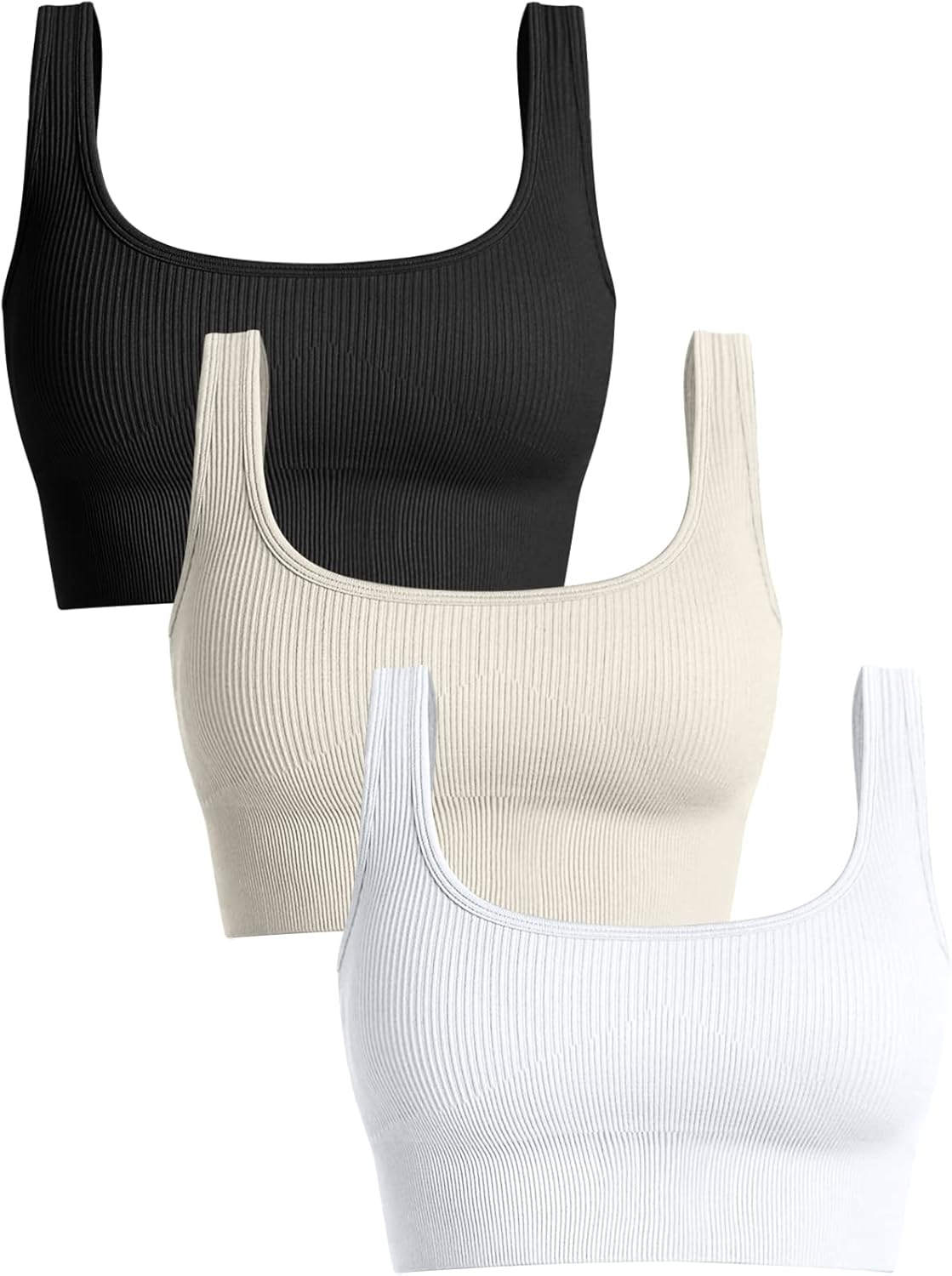 OQQ Women's 3 Piece Medium Support Tank Top for Activewear