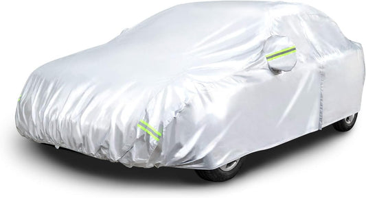Basics Silver Weatherproof Car Cover for Sedans 180ft
