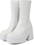 Wedge Heel Ankle Boots Platform Zipper Punk Motorcycle Booties