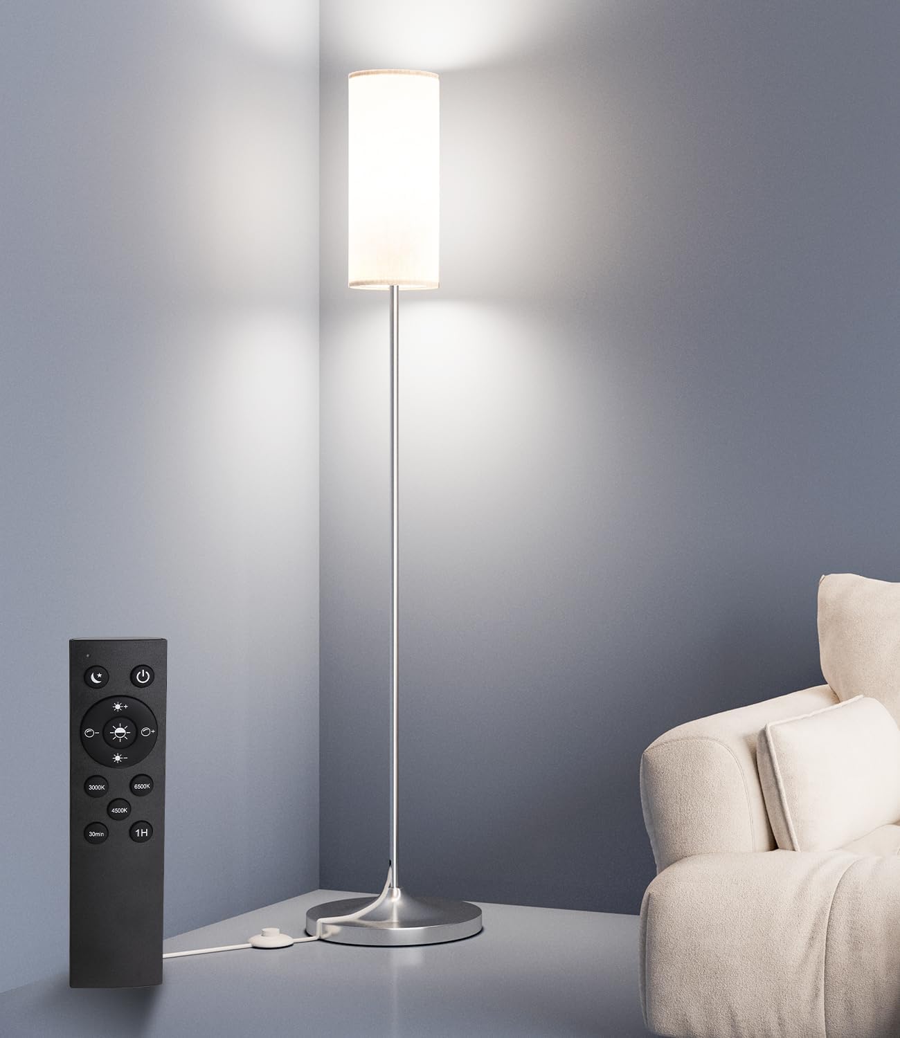 Luckystyle LED Floor Lamp for Living Room with Remote Control
