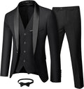 Mens 3 Piece Tuxedo Set with Shawl Lapel - Slim Fit Formal Suit