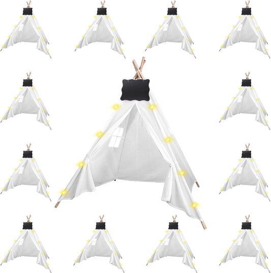 Foldable Teepee Tent Set with Blackboards & Lights