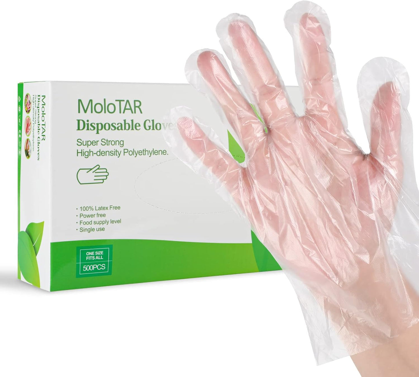 500 Pcs Plastic Disposable Gloves, One Size Fits Most - MoloTAR