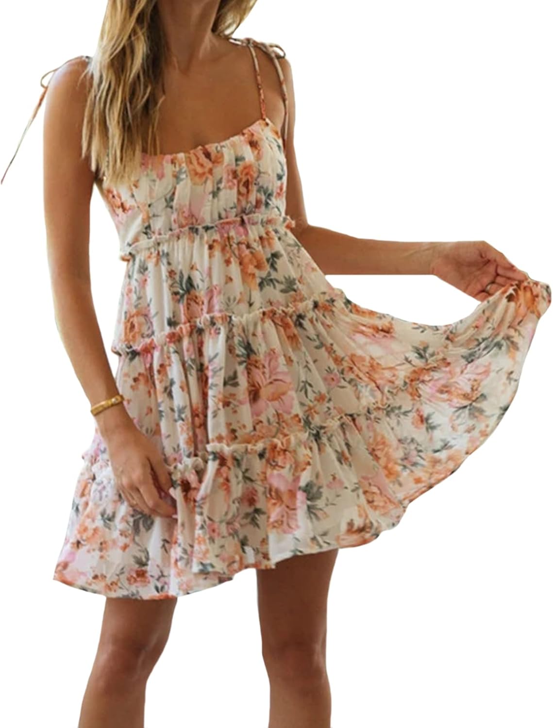 Mansy Womens Summer Floral Mini Dress for Boho Style Lovers