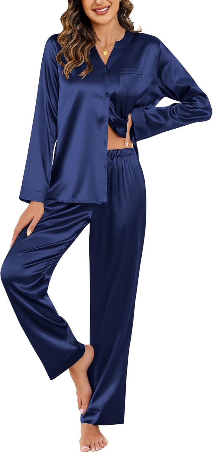 Ekouaer Silk Pajamas for Women - Comfy Satin Pjs Set