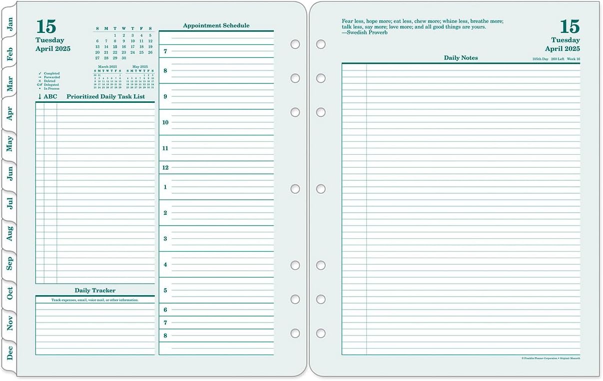 FranklinCovey Original Two Page Per Day Planner for 2025-2026