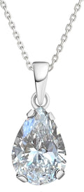Women's 14K White Gold Teardrop Gemstone Necklace - Elegant Gift