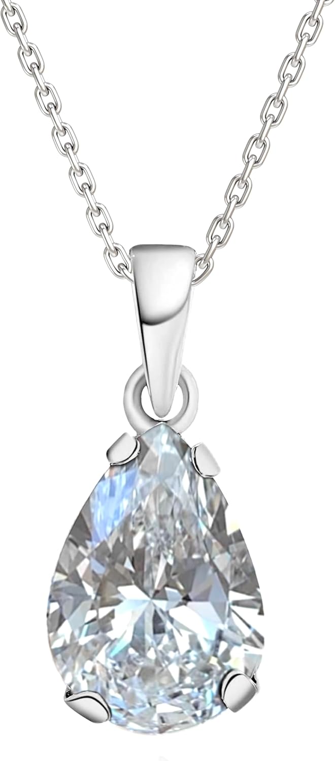 Women's 14K White Gold Gemstone Necklace - Elegant Gift Idea