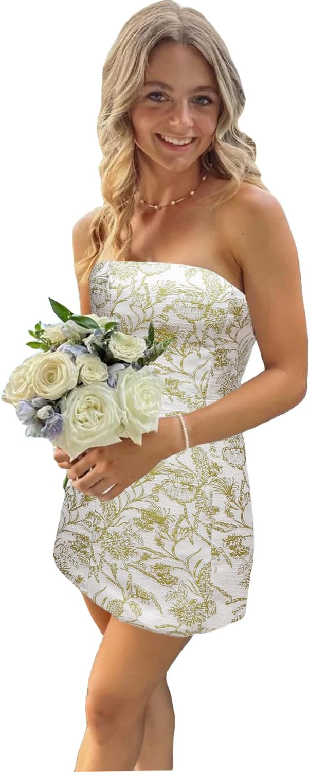 Strapless Homecoming Dresses 2025 Floral Print Formal Gowns