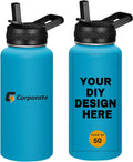 32oz Personalized Stainless Steel Water Bottles 50 Pack - Custom