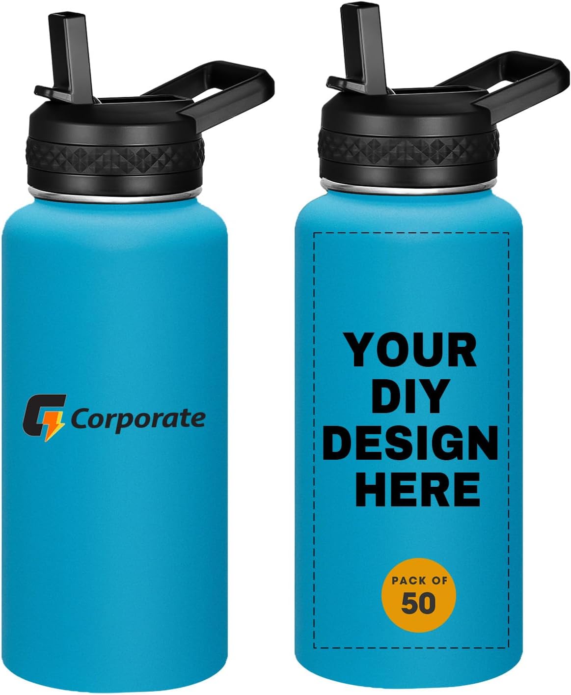 Personalized Custom Water Bottles 32oz Double Wall Stainless Steel