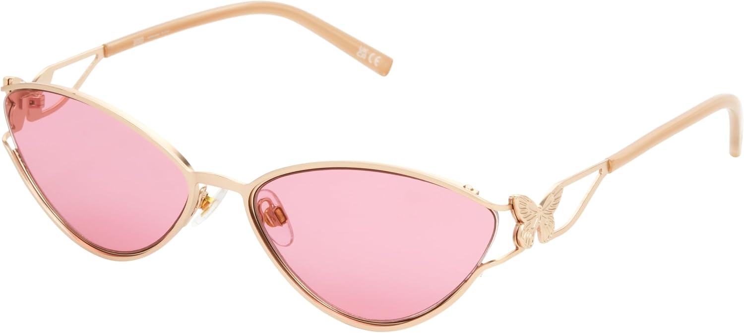 Trendy Oval Sunglasses with Gold Frame and Rose Lenses