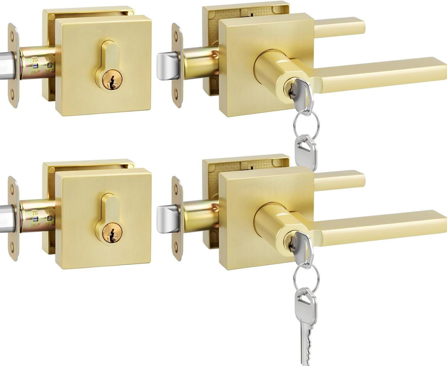 goldenwarm Gold Exterior Door Lock Set with Deadbolt for Security