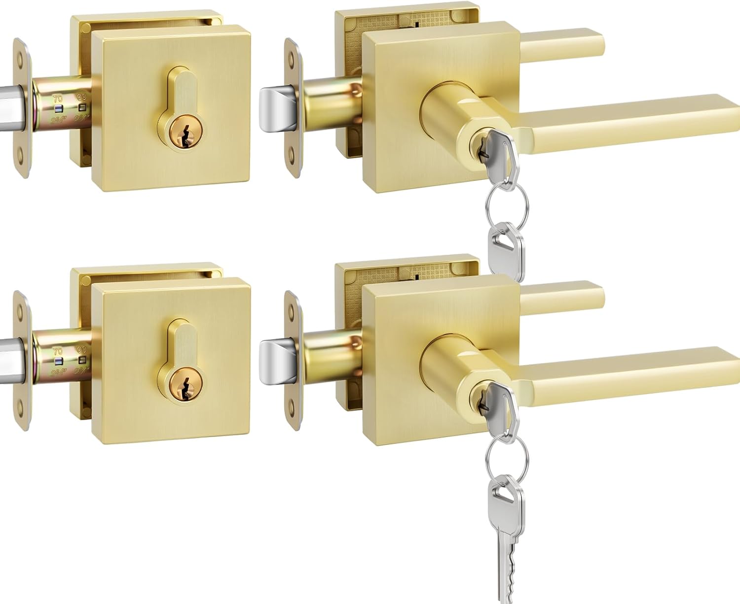 goldenwarm Gold Exterior Door Lock Set with Deadbolt for Security