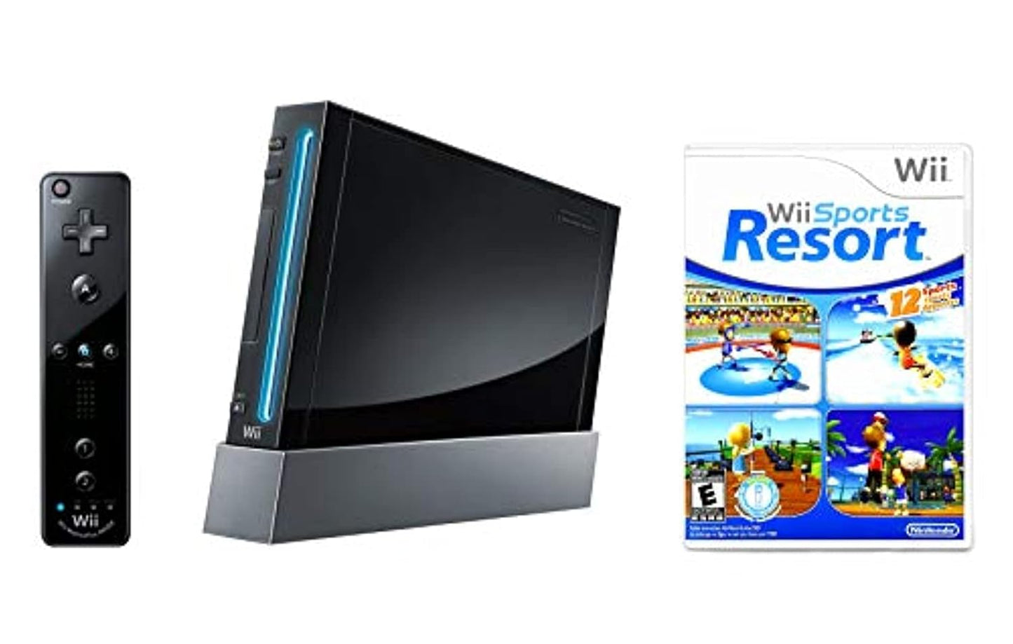 Nintendo Wii Console Black with Wii Sports Resort for Fun Gaming