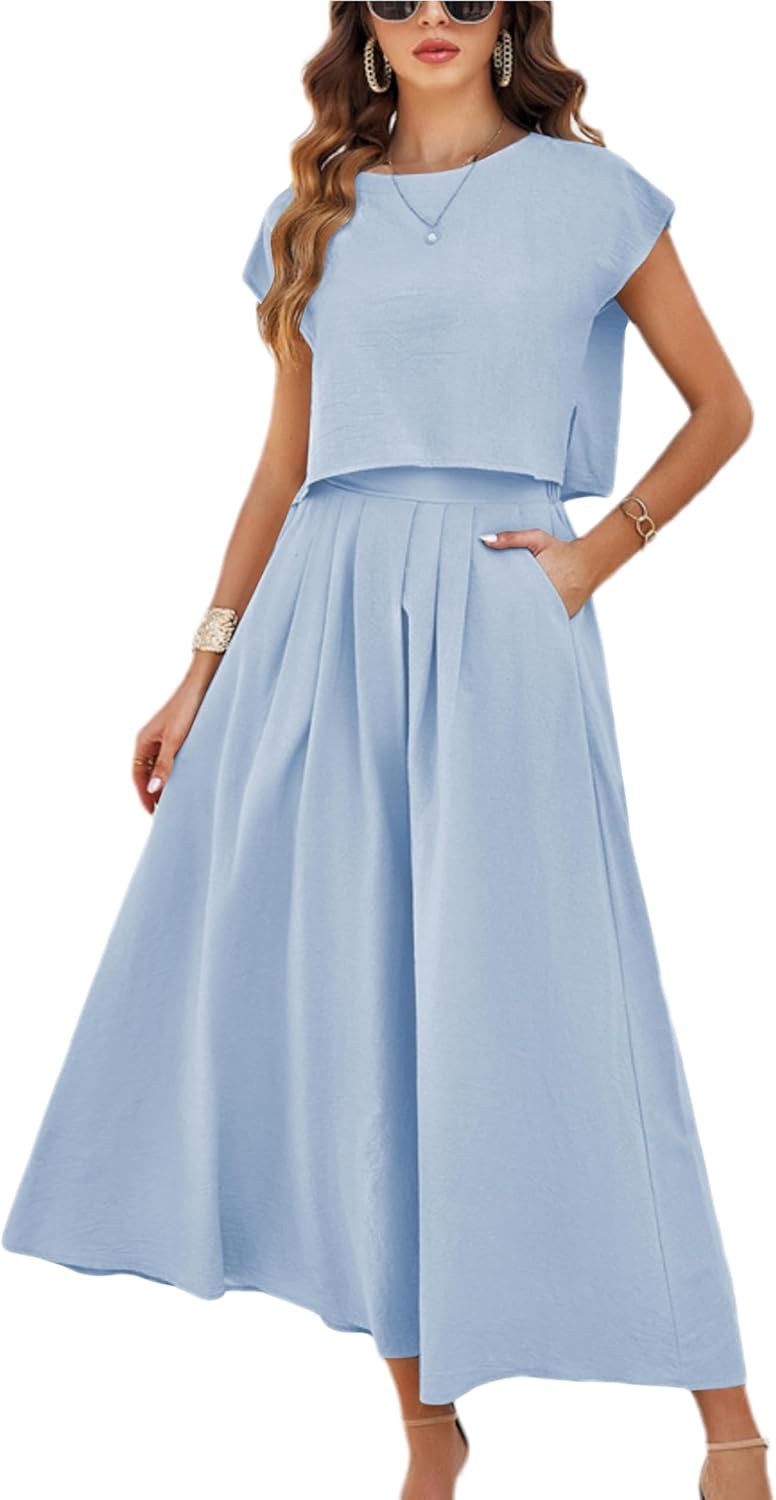 Mingzhu Womens 2 Piece Outfits Skirt Set for Summer Style