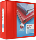 Staples 82658 Heavy Duty 5-Inch 3-Ring View Binder Red - High Capacity