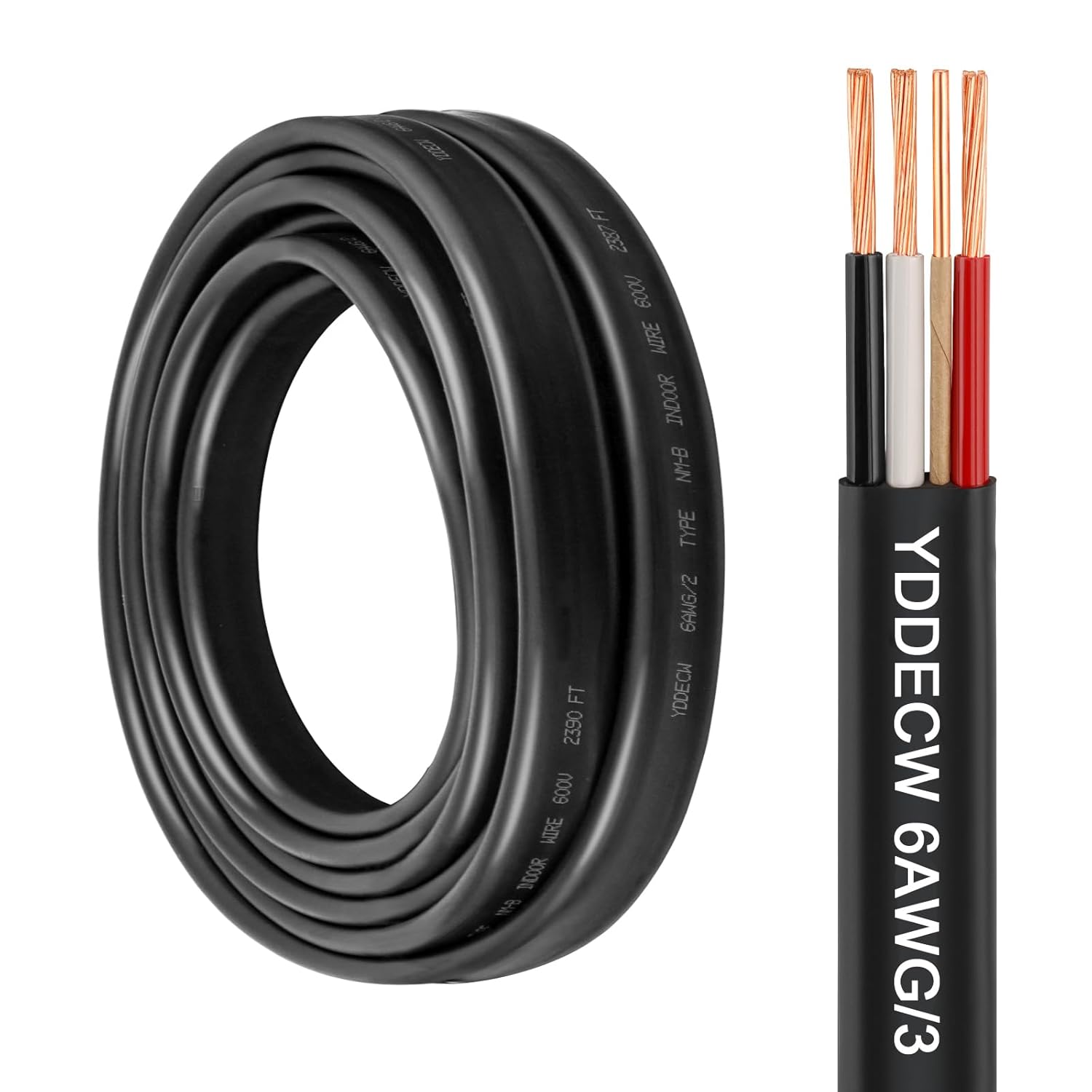 6/3 NM-B Wire with Ground - 10FT 6 Gauge Copper Cable