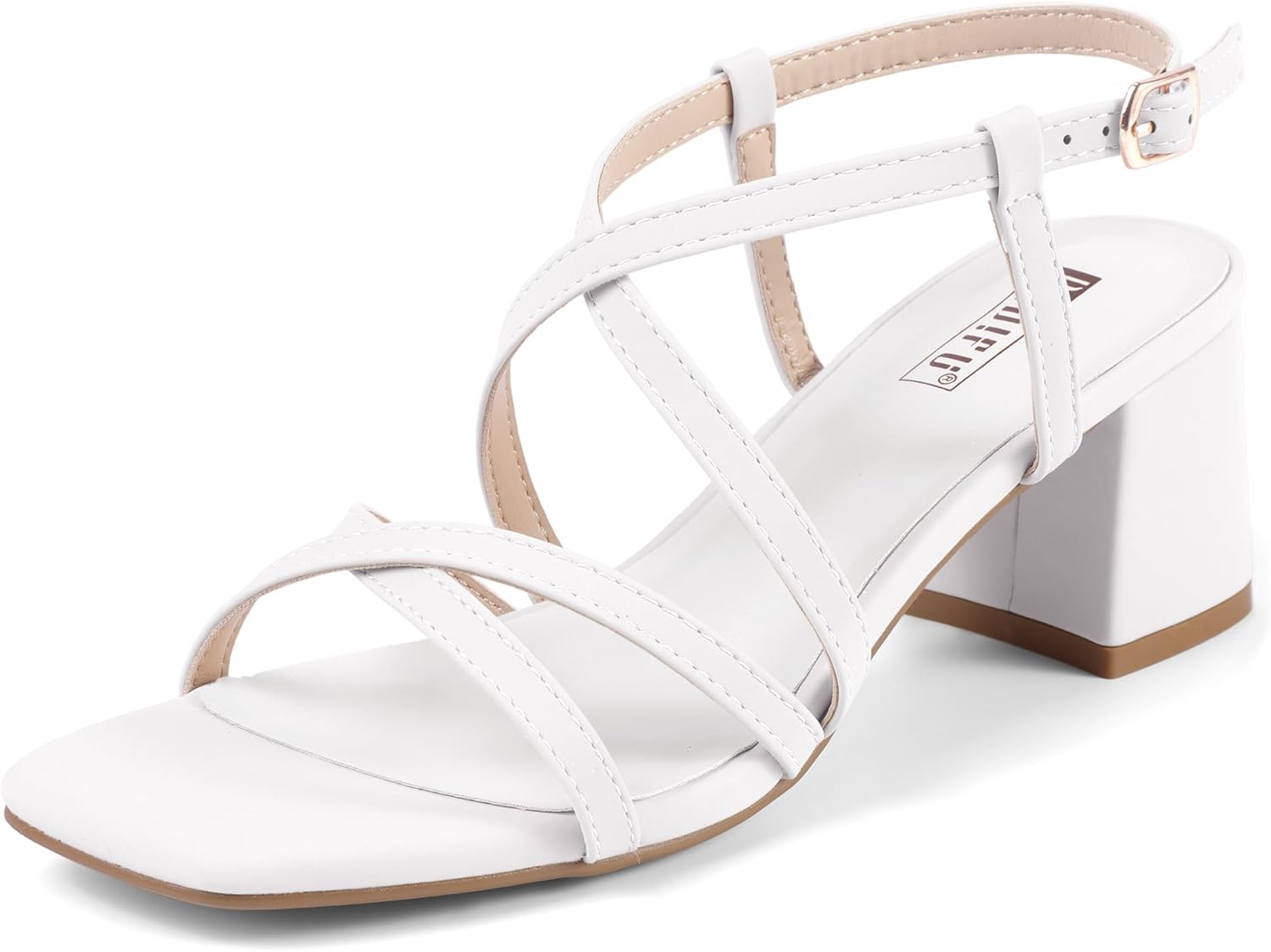 IDIFU IN2 Chunky Block Square Toe Heels for Weddings and Parties