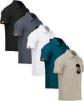 SCODI 5 Pack Mens Polo Shirts Short Sleeve - Comfortable Breathable