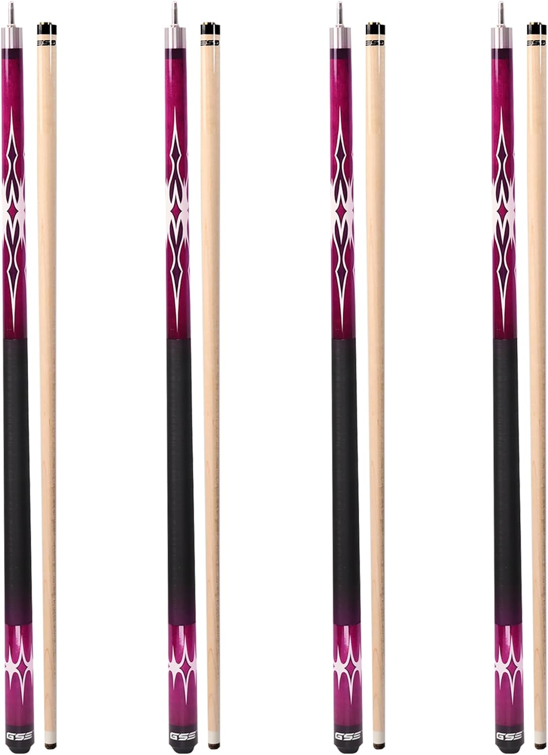 58in 2-Piece Canadian Maple Hardwood Billiard Pool Cue Sticks