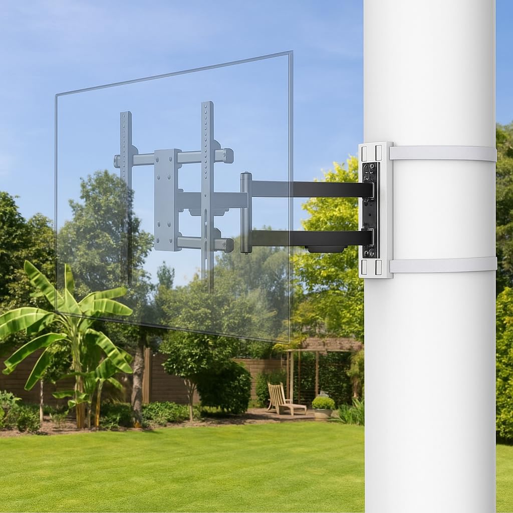 Full-Motion Pillar Mount for 37in-80in TVs - No Drilling Needed