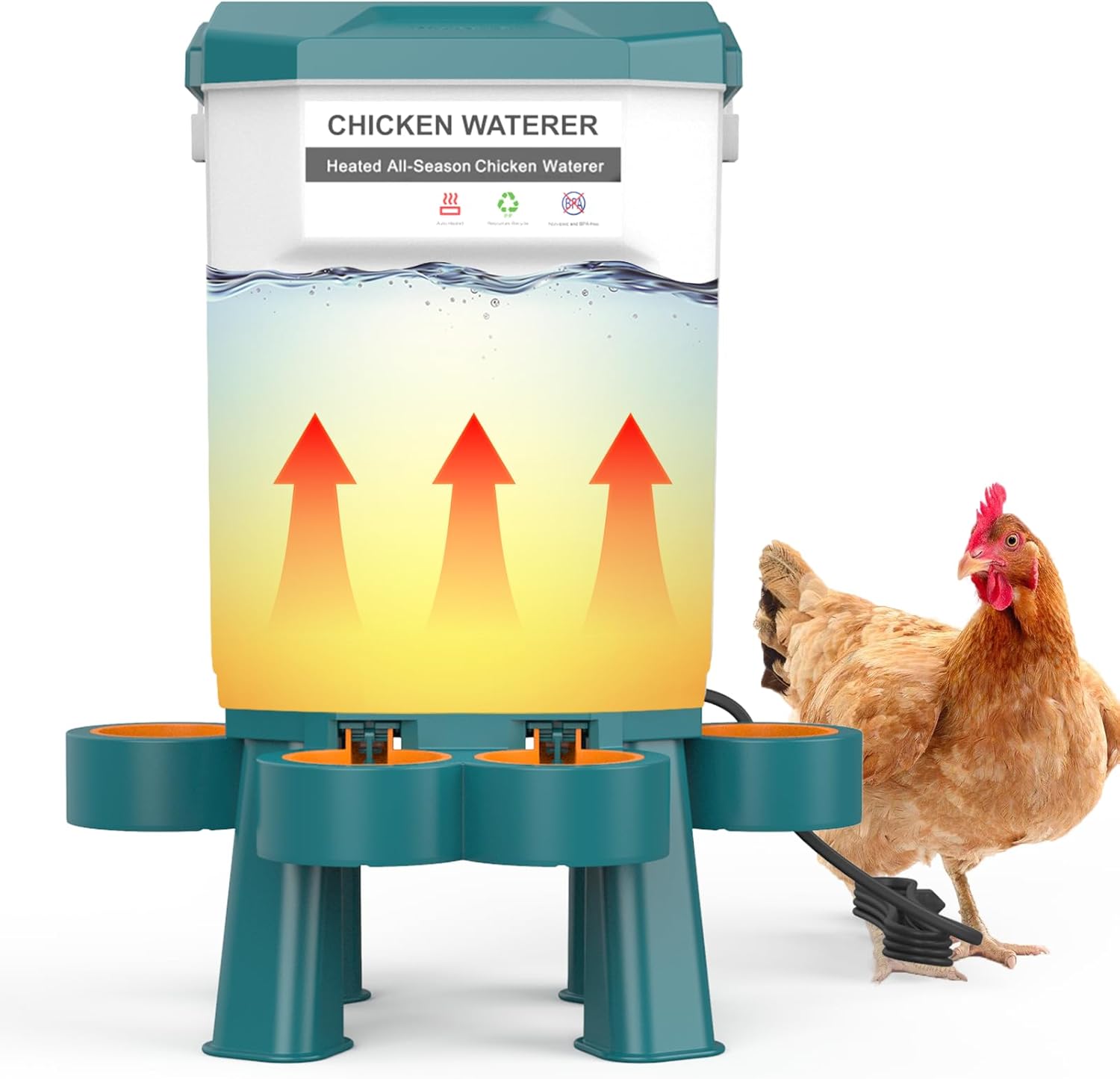 Dual-use Heated Chicken Waterer - Winter & Summer Ready!
