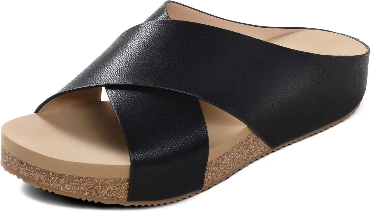 DREAM PAIRS Women's Cork Slide Sandals for Summer Comfort