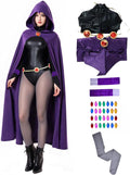 6PCS Raven Cosplay Costume Women's Raven Outfit with Cape and Belt