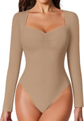 Women's Sweetheart Neckline Long Sleeve Double Lined Bodysuit - Slim
