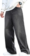 Mens Baggy Jeans for Men Black Wide Leg Distressed Denim Pants