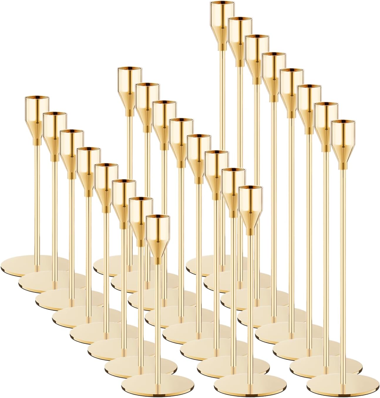 French Gold Taper Candle Holders Set of 24 for Elegant Decor